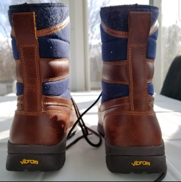 Ugg Wynton Brown Navy Waterproof Laceup Leather Boots 9.5 - Picture 4 of 8